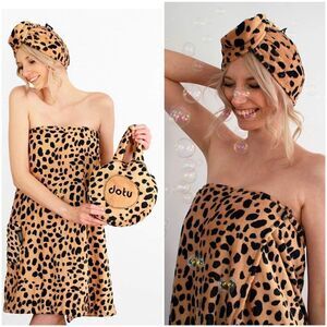 DOTU - Bath 🛁 Wrap Towel Set Cheetah 🐆 Leopard Bath Body Wrap Print towels
